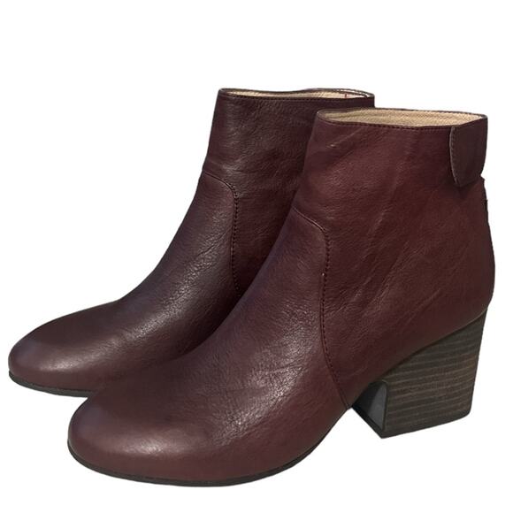 Eileen Fisher Harris Burgandy Leather Ankle Boots 7.5 - Picture 3 of 8